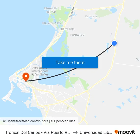 Troncal Del Caribe - Vía Puerto Rey to Universidad Libre map