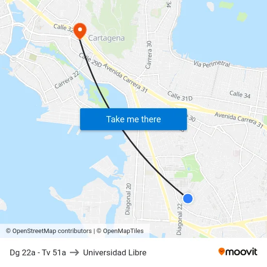 Dg 22a - Tv 51a to Universidad Libre map