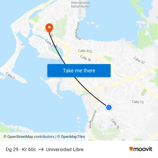 Dg 29 - Kr 60c to Universidad Libre map