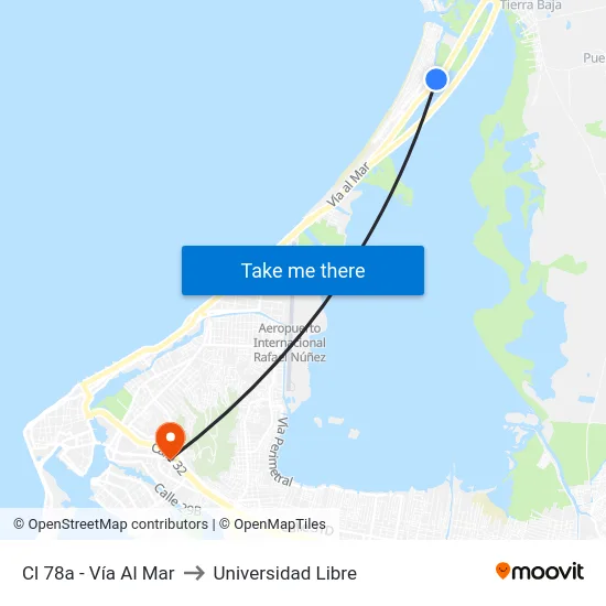 Cl 78a - Vía Al Mar to Universidad Libre map