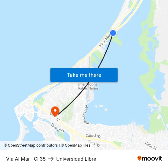 Vía Al Mar - Cl 35 to Universidad Libre map
