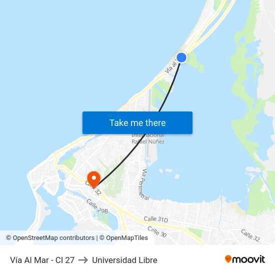 Vía Al Mar - Cl 27 to Universidad Libre map