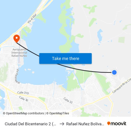 Ciudad Del Bicentenario 2 (Tv 78 - Kr 125) to Rafael Nuñez Bolívar Colombia map