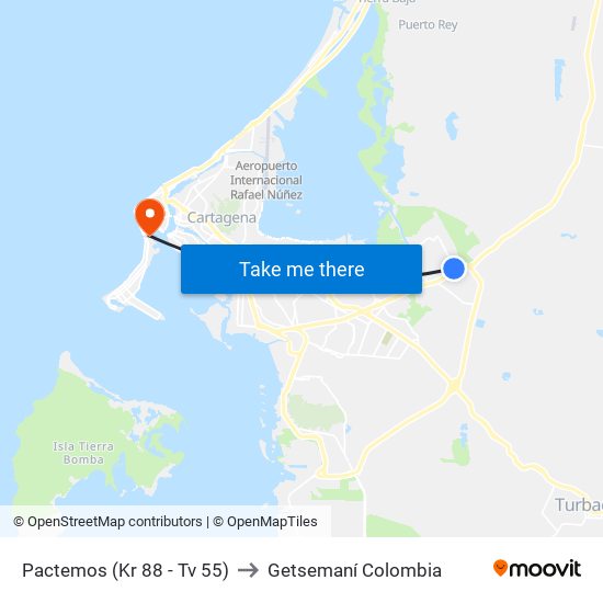 Pactemos (Kr 88 - Tv 55) to Getsemaní Colombia map