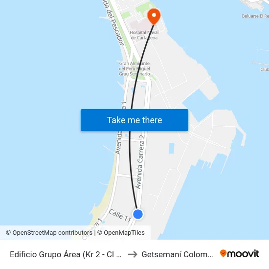 Edificio Grupo Área (Kr 2 - Cl 11) to Getsemaní Colombia map