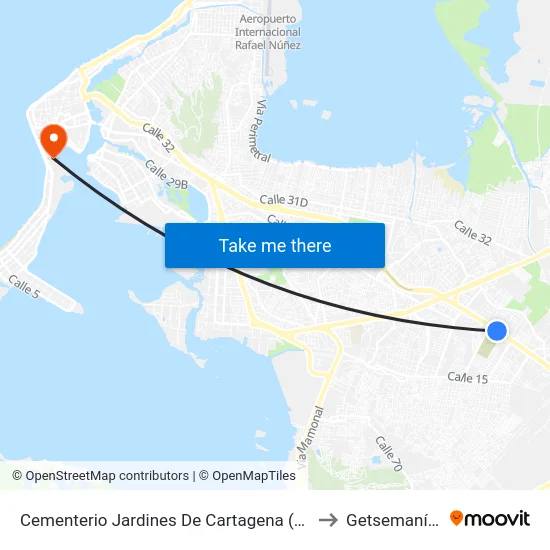 Cementerio Jardines De Cartagena (Troncal Del Caribe - Kr 80b) to Getsemaní Colombia map
