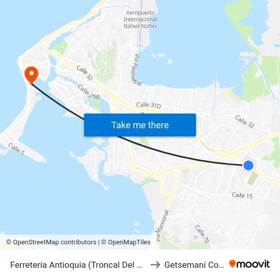 Ferretería Antioquia (Troncal Del Caribe - Kr 79) to Getsemaní Colombia map