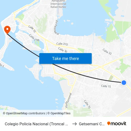 Colegio Policía Nacional (Troncal Del Caribe - Dg 32) to Getsemaní Colombia map