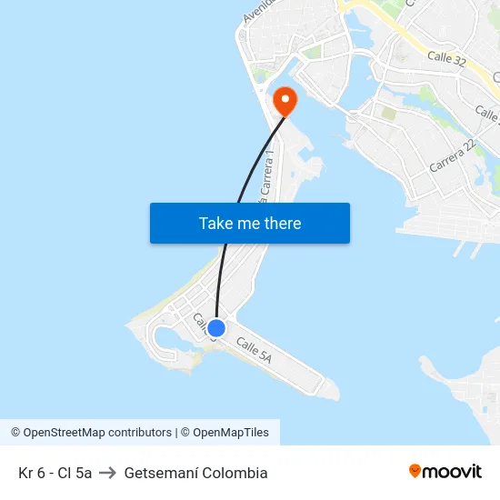 Kr 6 - Cl 5a to Getsemaní Colombia map