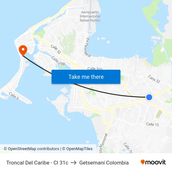 Troncal Del Caribe - Cl 31c to Getsemaní Colombia map
