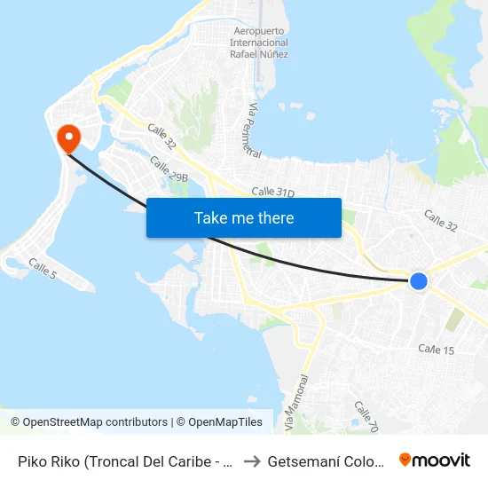 Piko Riko (Troncal Del Caribe - Tv 54) to Getsemaní Colombia map