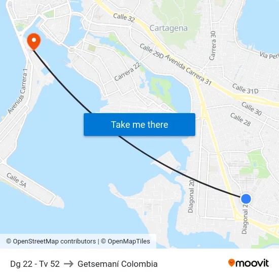 Dg 22 - Tv 52 to Getsemaní Colombia map