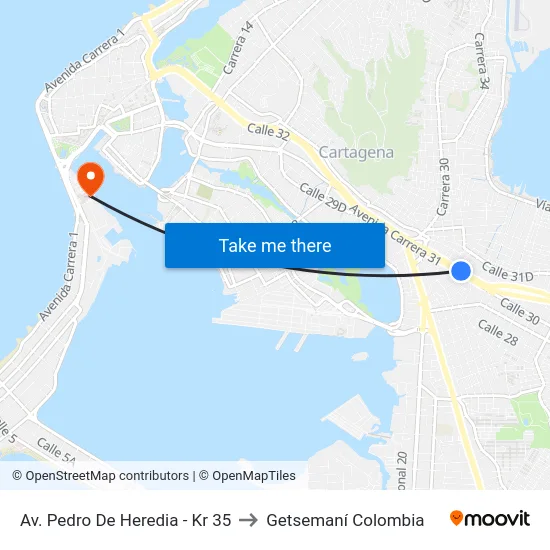 Av. Pedro De Heredia - Kr 35 to Getsemaní Colombia map
