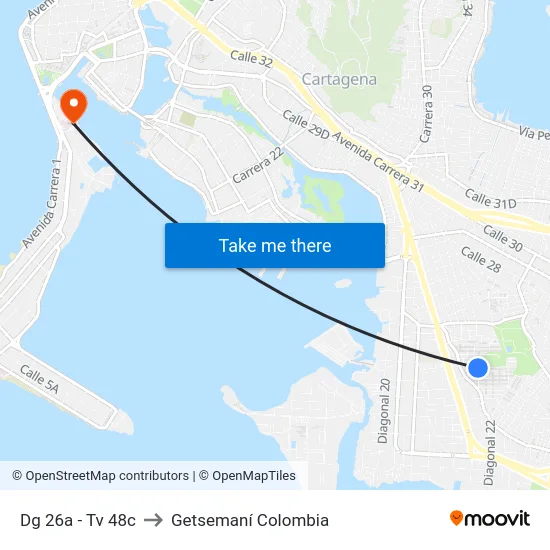Dg 26a - Tv 48c to Getsemaní Colombia map