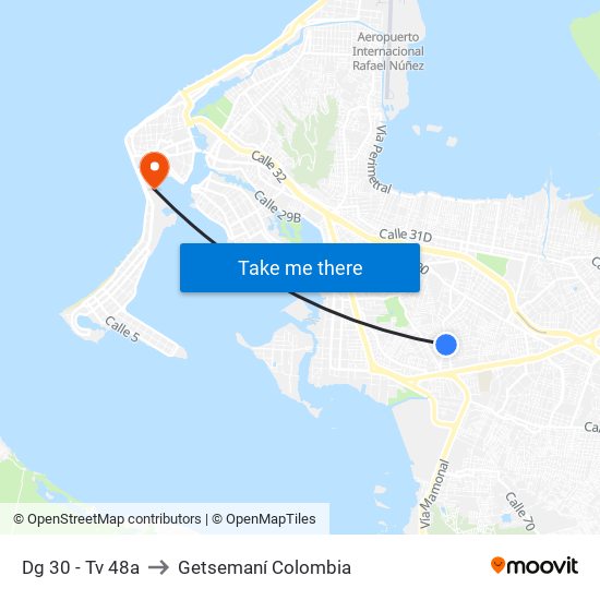 Dg 30 - Tv 48a to Getsemaní Colombia map