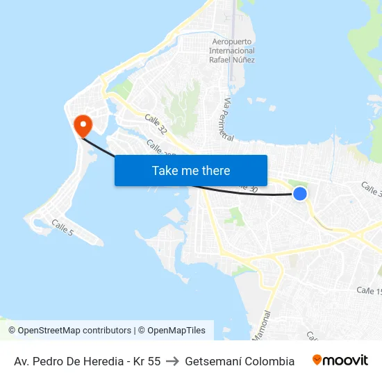 Av. Pedro De Heredia - Kr 55 to Getsemaní Colombia map