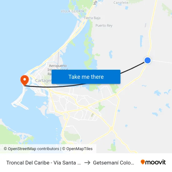 Troncal Del Caribe - Vía Santa Rosa to Getsemaní Colombia map