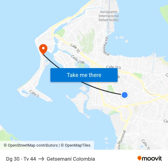 Dg 30 - Tv 44 to Getsemaní Colombia map