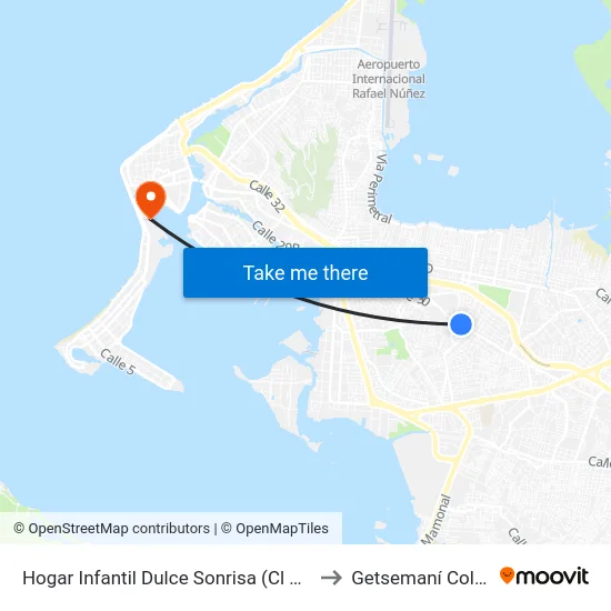 Hogar Infantil Dulce Sonrisa (Cl 30 - Tv 50a) to Getsemaní Colombia map