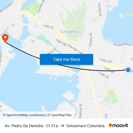Av. Pedro De Heredia - Cl 31a to Getsemaní Colombia map