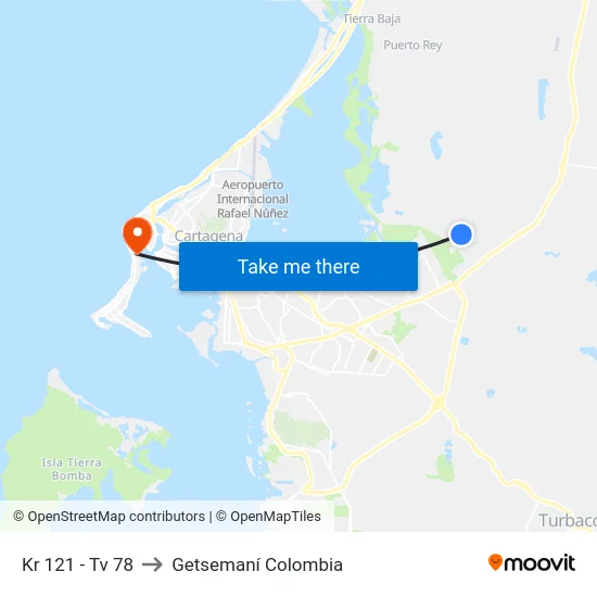 Kr 121 - Tv 78 to Getsemaní Colombia map