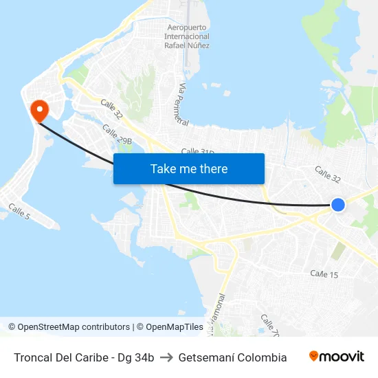 Troncal Del Caribe - Dg 34b to Getsemaní Colombia map