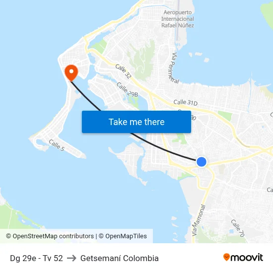 Dg 29e - Tv 52 to Getsemaní Colombia map