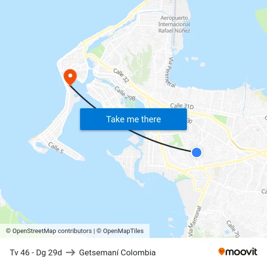 Tv 46 - Dg 29d to Getsemaní Colombia map