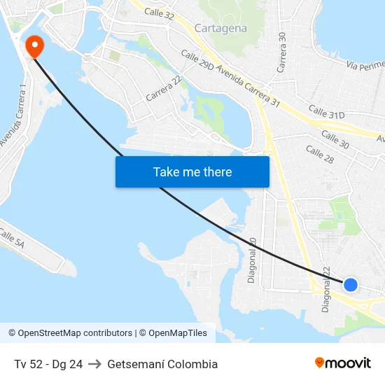 Tv 52 - Dg 24 to Getsemaní Colombia map