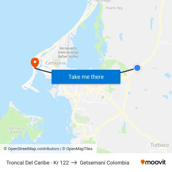 Troncal Del Caribe - Kr 122 to Getsemaní Colombia map