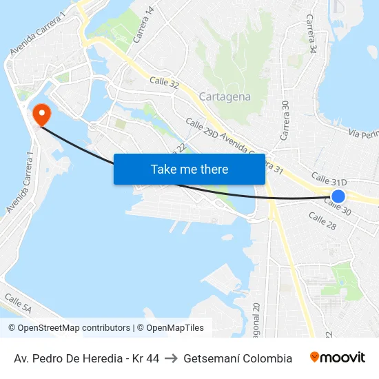 Av. Pedro De Heredia - Kr 44 to Getsemaní Colombia map