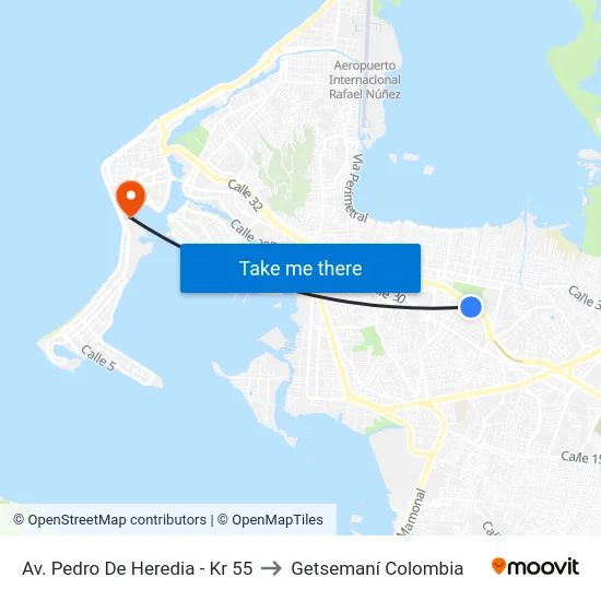 Av. Pedro De Heredia - Kr 55 to Getsemaní Colombia map
