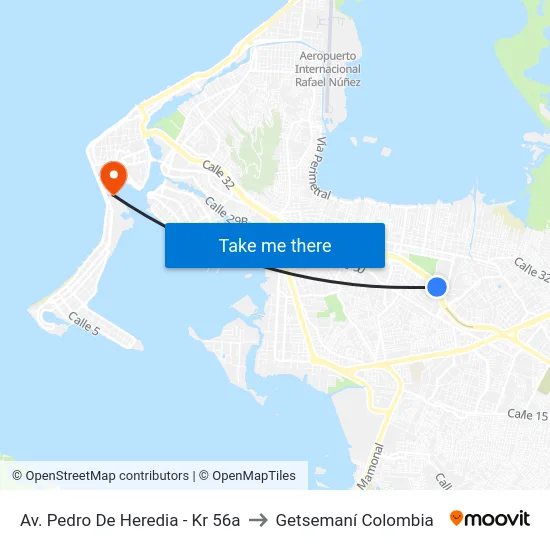 Av. Pedro De Heredia - Kr 56a to Getsemaní Colombia map