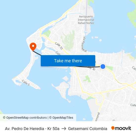 Av. Pedro De Heredia - Kr 50a to Getsemaní Colombia map