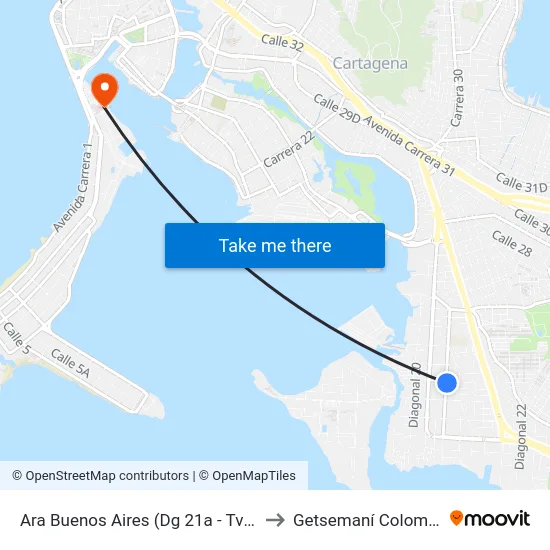 Ara Buenos Aires (Dg 21a - Tv 51) to Getsemaní Colombia map