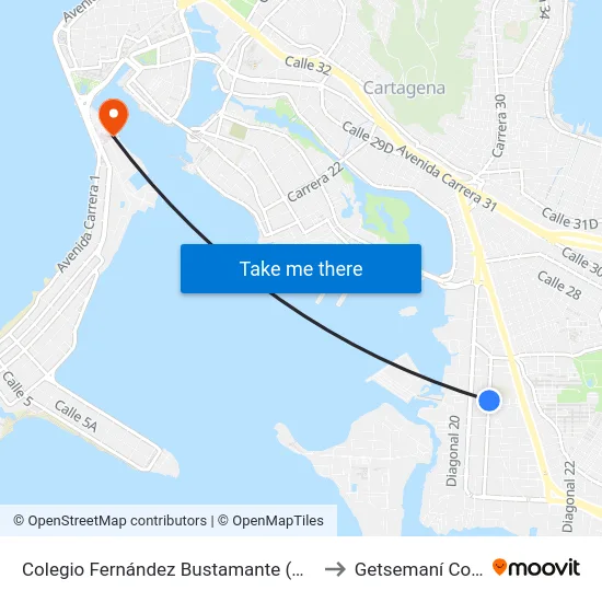 Colegio Fernández Bustamante (Dg 21a - Tv 48) to Getsemaní Colombia map