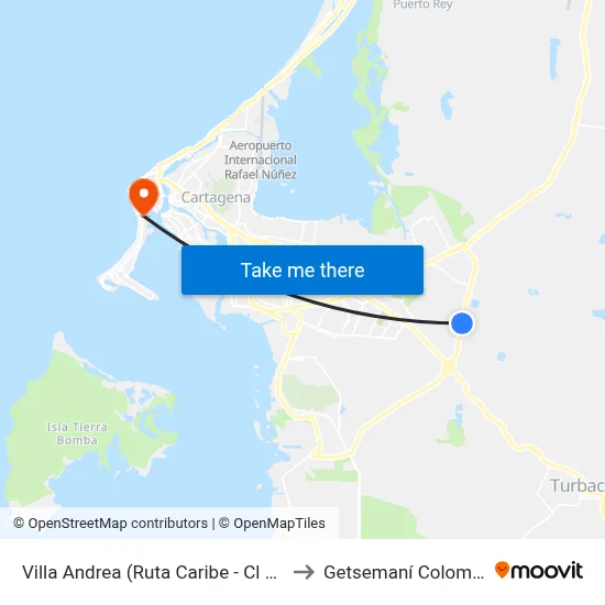 Villa Andrea (Ruta Caribe - Cl 39b) to Getsemaní Colombia map