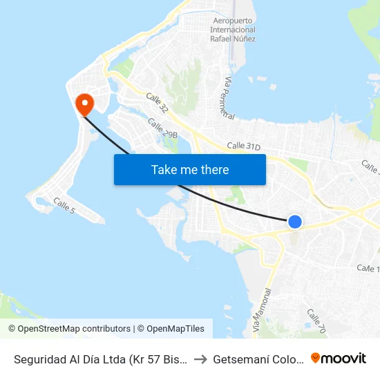 Seguridad Al Día Ltda (Kr 57 Bis - Tv 51) to Getsemaní Colombia map