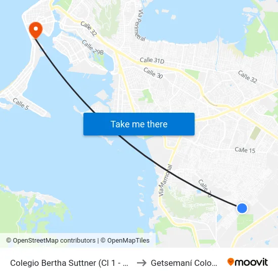 Colegio Bertha Suttner (Cl 1 - Kr 89) to Getsemaní Colombia map