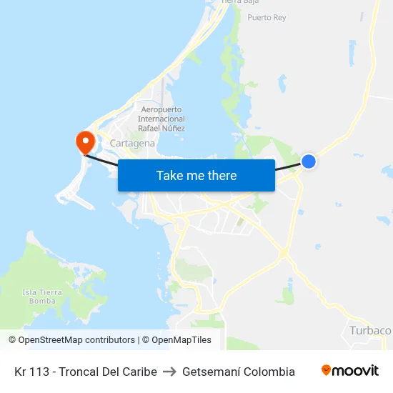 Kr 113 - Troncal Del Caribe to Getsemaní Colombia map