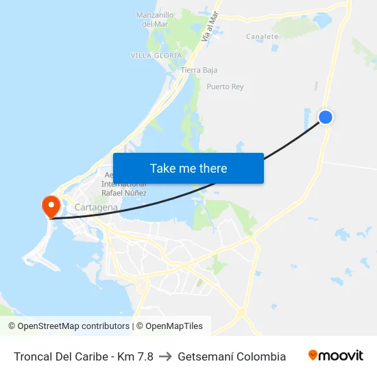 Troncal Del Caribe - Km 7.8 to Getsemaní Colombia map