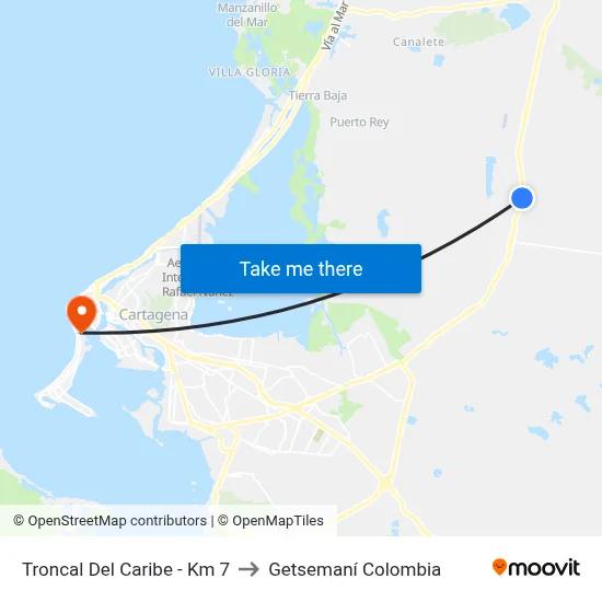 Troncal Del Caribe - Km 7 to Getsemaní Colombia map