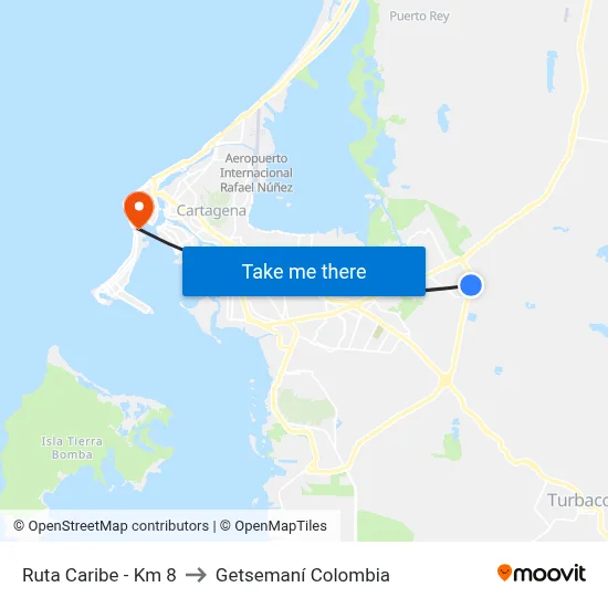 Ruta Caribe - Km 8 to Getsemaní Colombia map