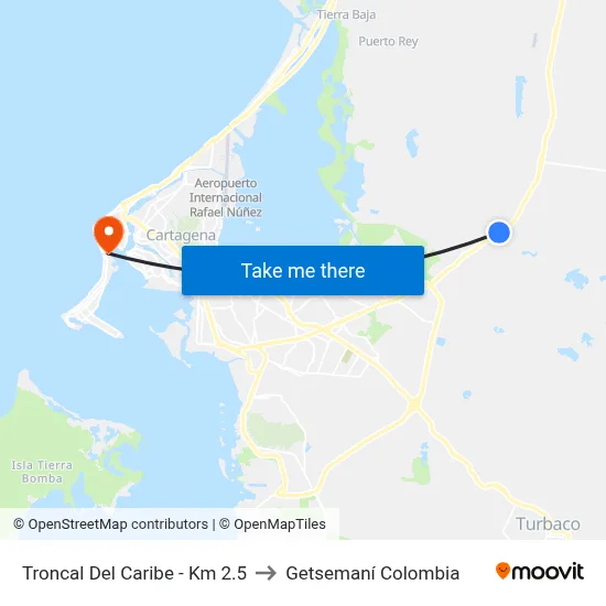 Troncal Del Caribe - Km 2.5 to Getsemaní Colombia map