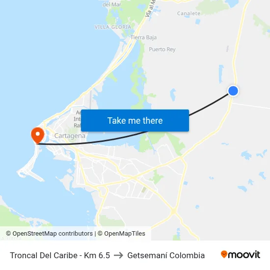 Troncal Del Caribe - Km 6.5 to Getsemaní Colombia map