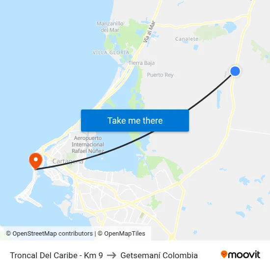 Troncal Del Caribe - Km 9 to Getsemaní Colombia map