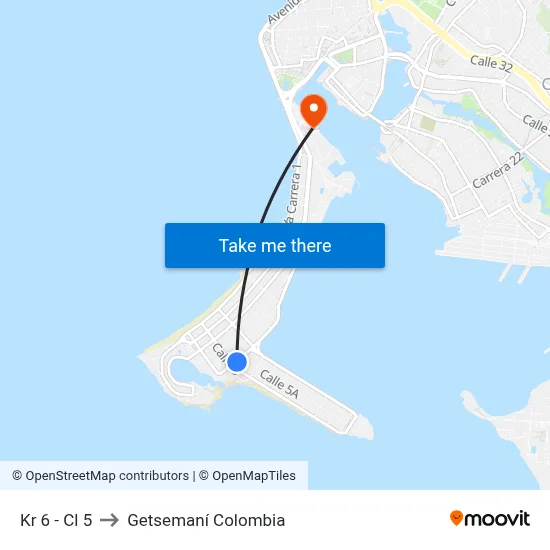 Kr 6 - Cl 5 to Getsemaní Colombia map