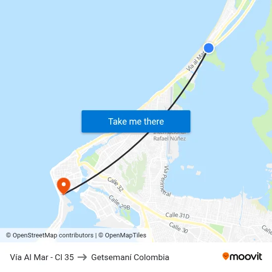 Vía Al Mar - Cl 35 to Getsemaní Colombia map