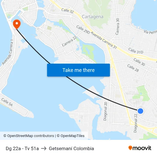 Dg 22a - Tv 51a to Getsemaní Colombia map
