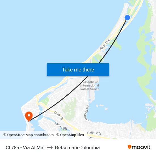 Cl 78a - Vía Al Mar to Getsemaní Colombia map